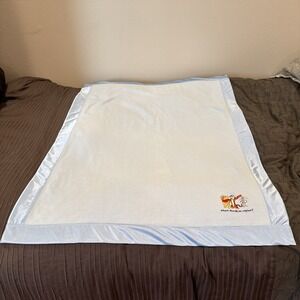 Disney Winnie The Pooh Baby Blanket Blue Satin Edge Heyman